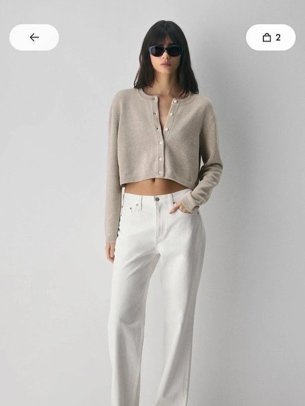 Aritzia Wilfred Cotton Charm Sicily Cardigan in Heather Ecru